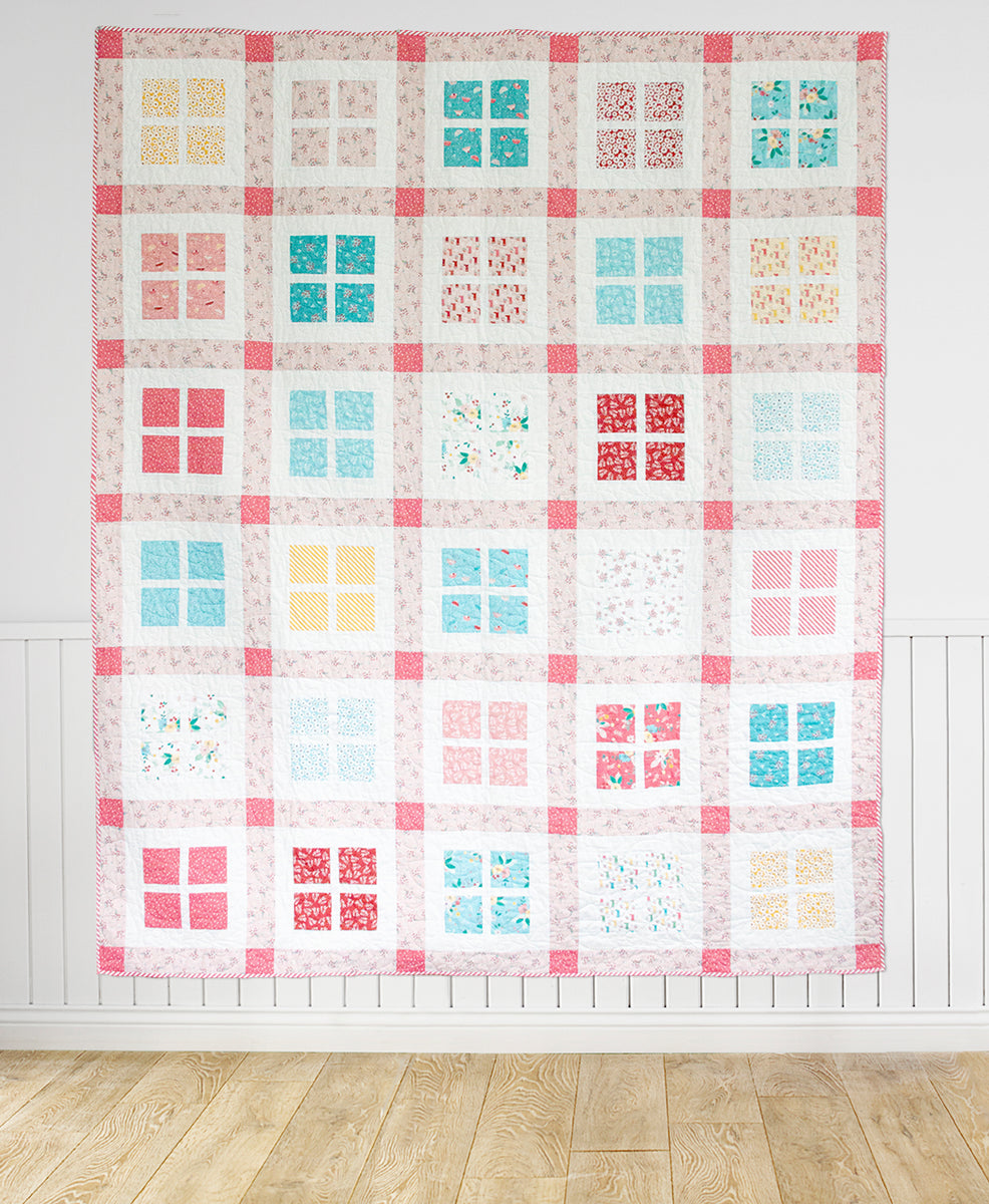 Gingham Windows PAPER Quilt Pattern Flamingo Toes