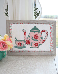 Roses Tea Set Cross Stitch Paper Pattern