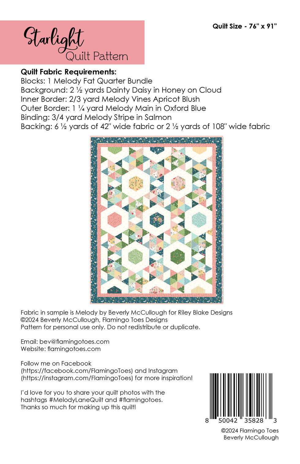 Starlight Riley Blake Pattern Starlight Quilt PDF Pattern – Flamingo Toes