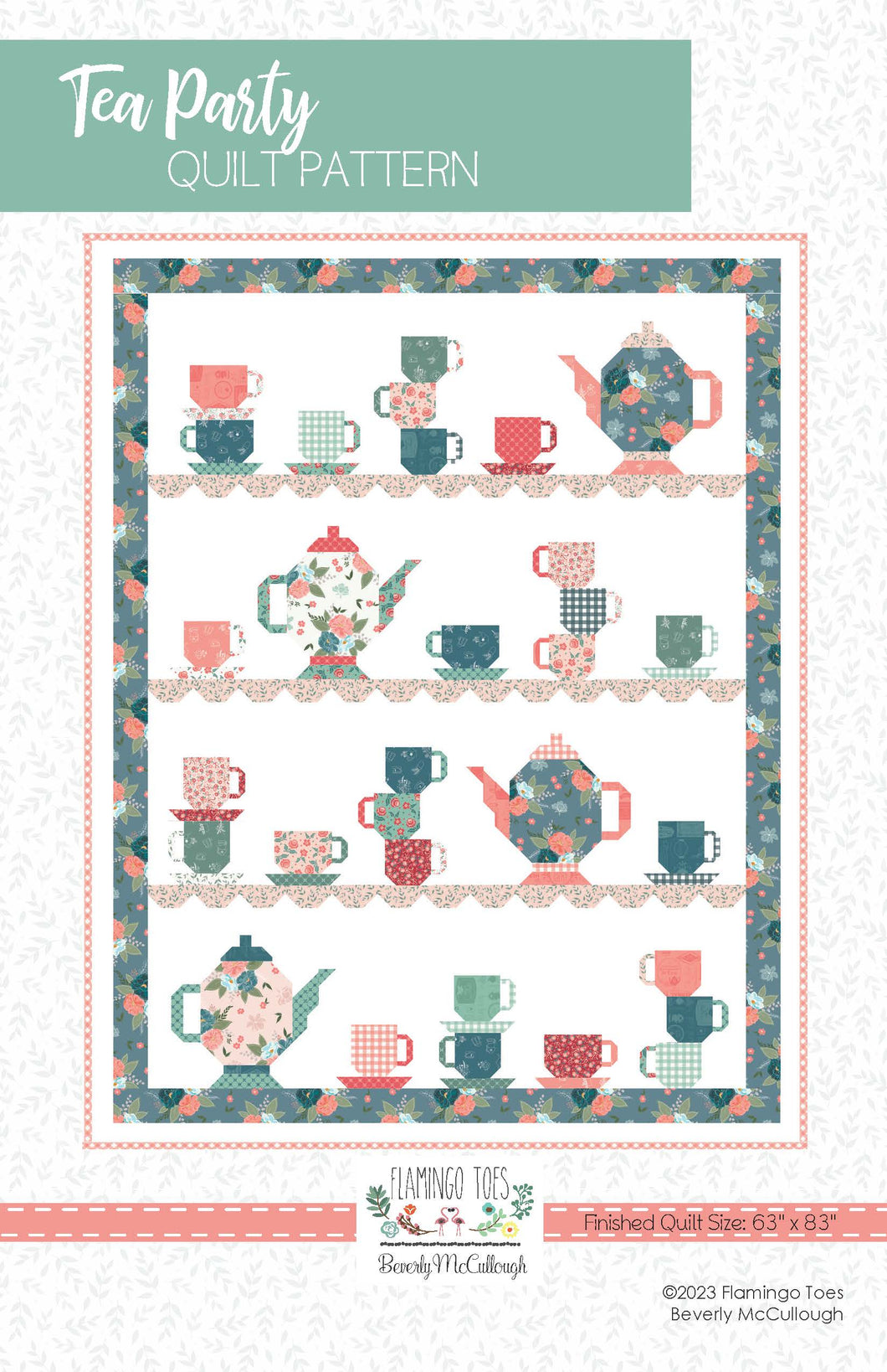 Tea Party Quilt Paper Pattern Flamingo Toes