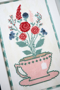 Teacup Bouquet Cross Stitch Paper Pattern
