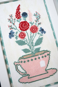 Teacup Bouquet Cross Stitch PDF Pattern