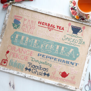 Time for Tea Typography Cross Stitch PDF Pattern