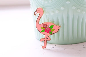 Floral Flamingo Enamel Pin
