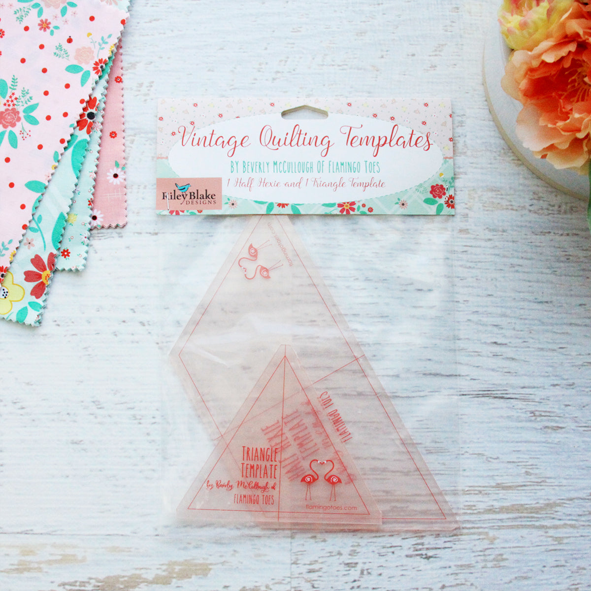 Half Hexie and Triangle Template Set Flamingo Toes