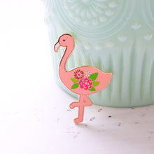 Floral Flamingo Enamel Pin