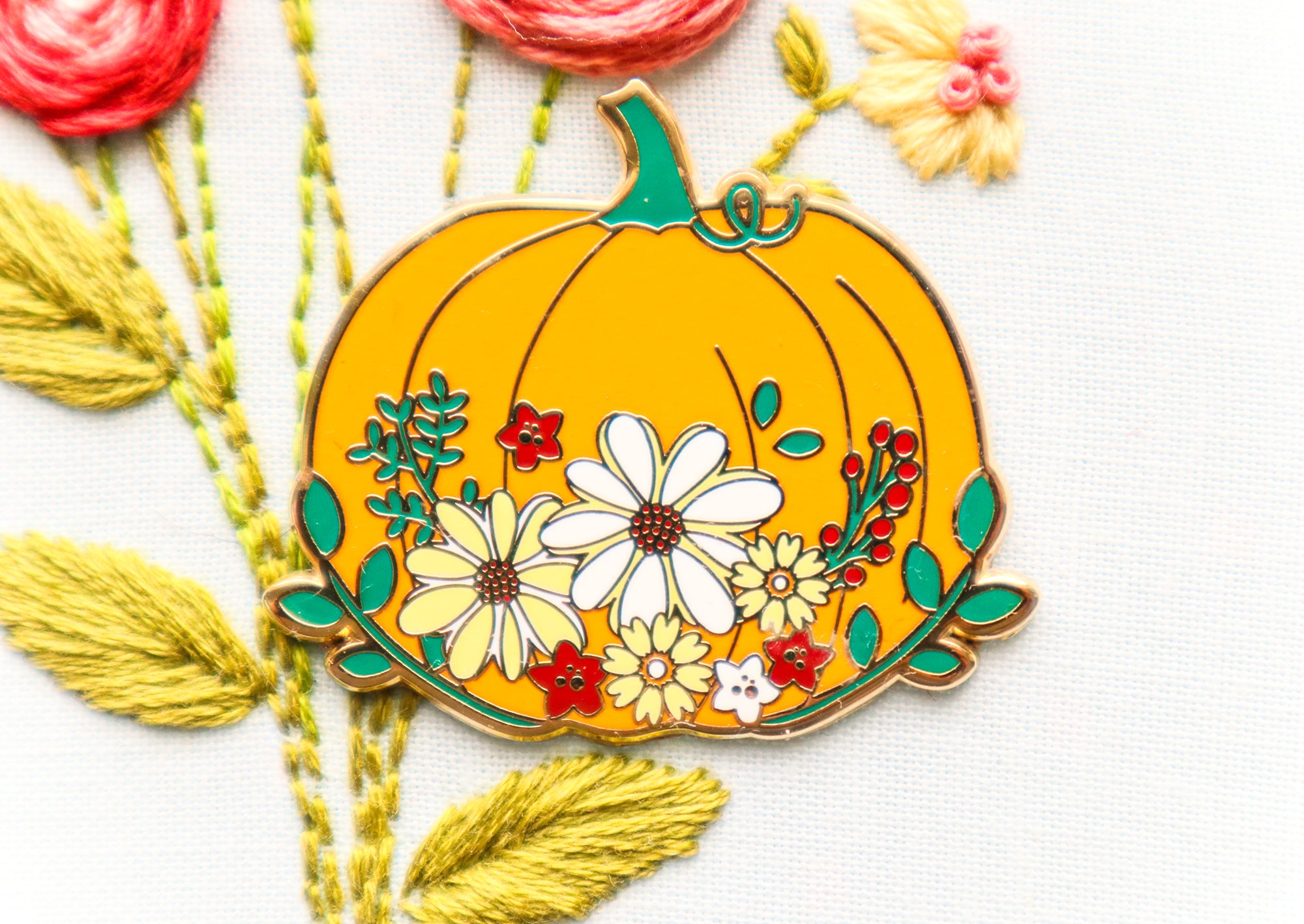 Autumn appliqué flower magnetic needle minder, needle holder, cross stitch  magnet
