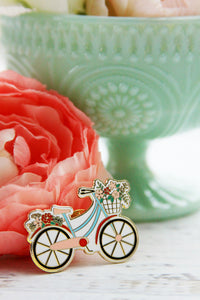 Floral Vintage Bicycle - ENAMEL PIN