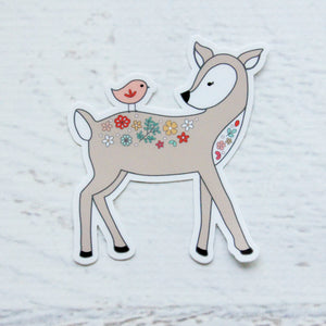 Floral Deer Vinyl Sticker