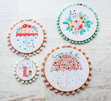 Floral Umbrella Embroidery Double Hoop Set Embroidery Pattern