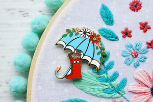 Floral Umbrella and Boots Magnetic Needle Minder