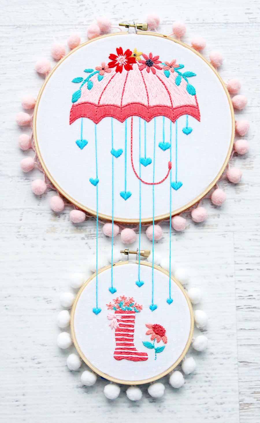 Floral Umbrella Embroidery Double Hoop Set Embroidery Pattern – Flamingo  Toes