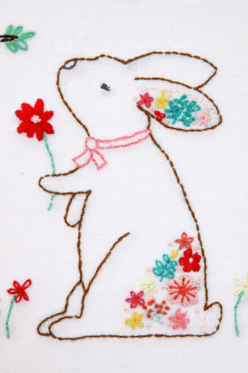 Rosie the Floral Rabbit Embroidery Pattern – Flamingo Toes