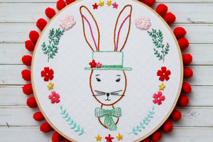 Rabbit Portrait PDF Embroidery Pattern