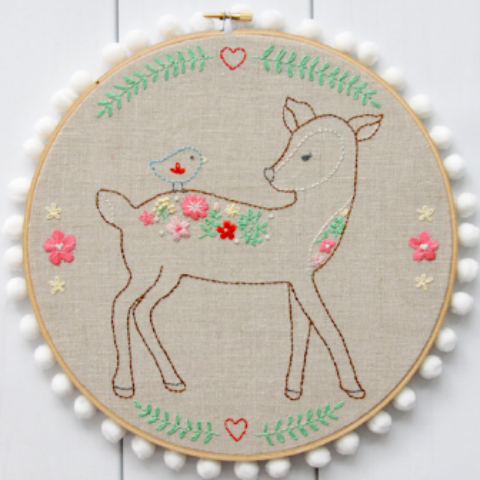 Daisy the Floral Deer Embroidery Pattern – Flamingo Toes