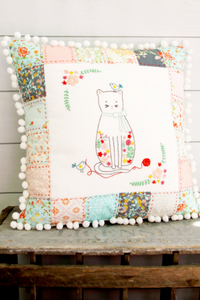 Stitching Friends Embroidered Patchwork Pillow Pattern