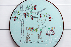 Woodland Winter Christmas Deer Embroidery Pattern