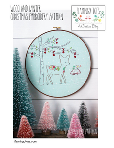 Woodland Winter Christmas Deer Embroidery Pattern