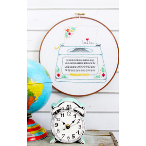 Hello Love - Retro Floral Typewriter Embroidery Pattern
